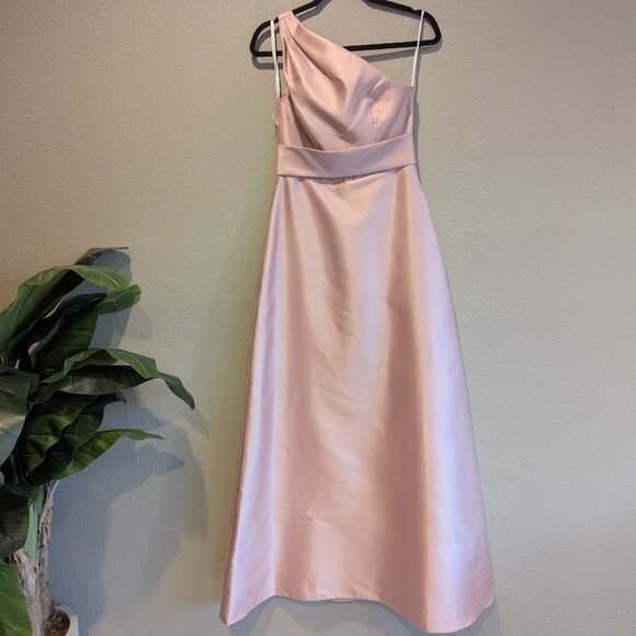 Alfred Sung D815S One-Shoulder A-Line Satin Gown – Size 2R ✨ - Picture 2 of 8